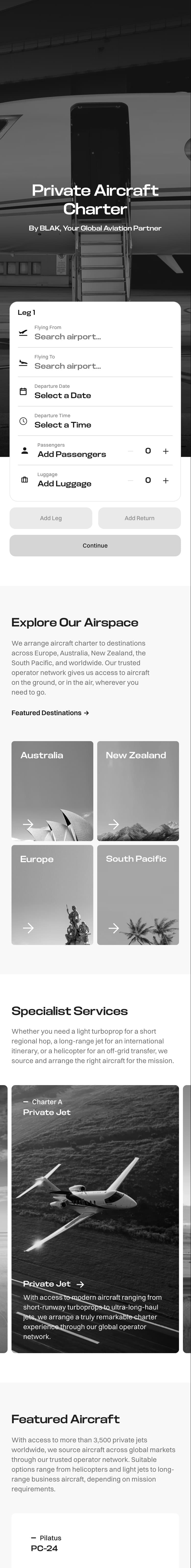 BLAK homepage on mobile