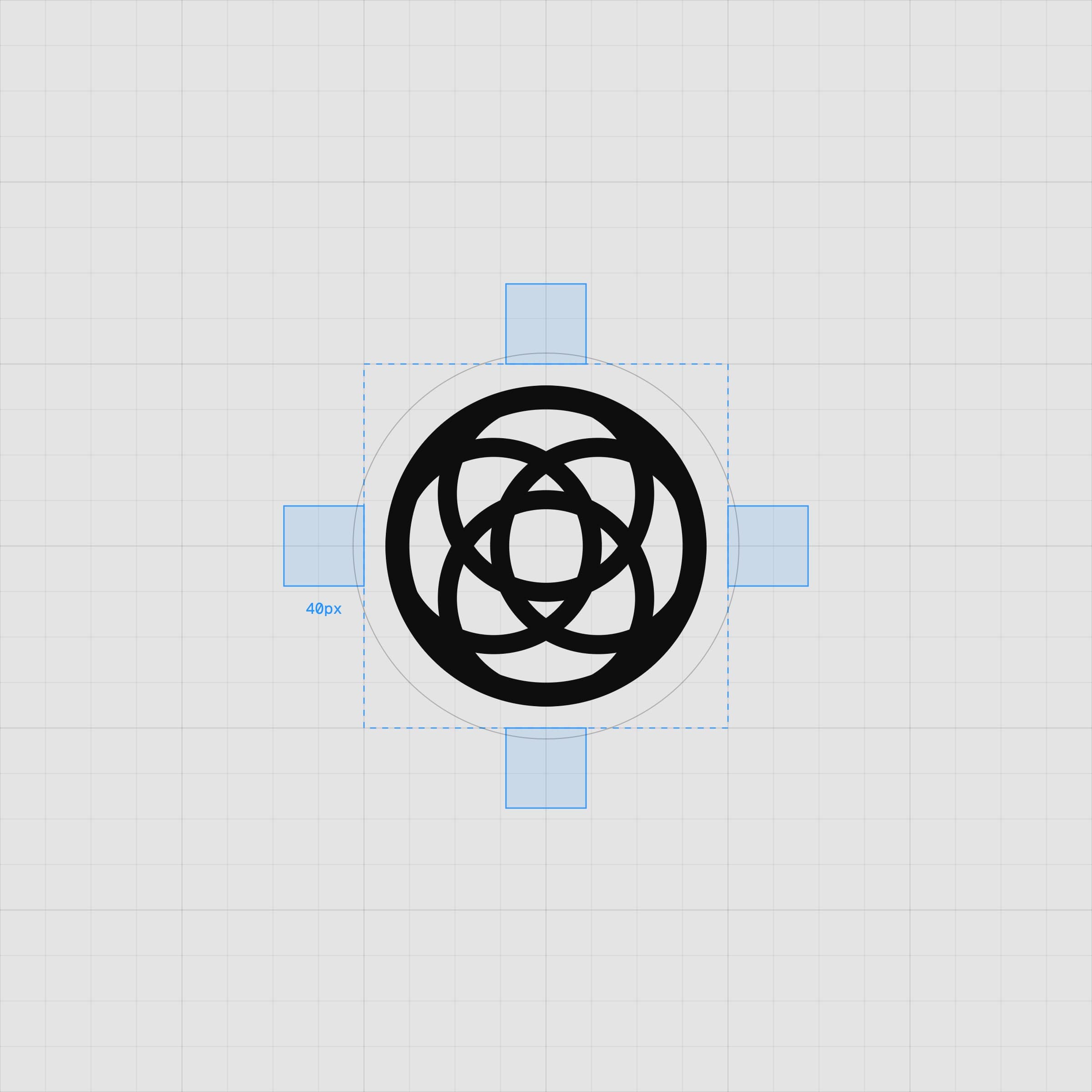 The rosette mark on its keyline grid