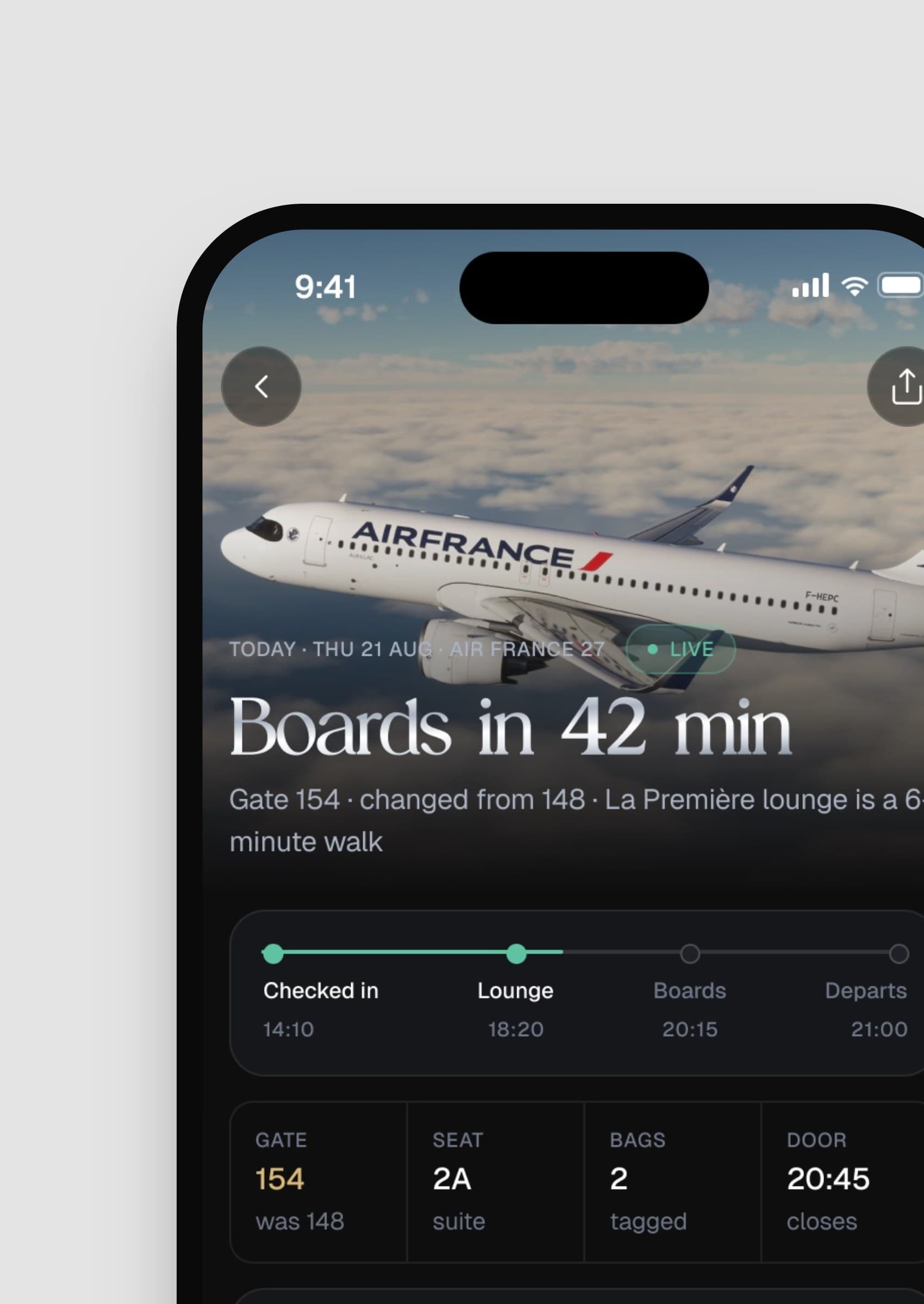 Live flight status on the day of travel