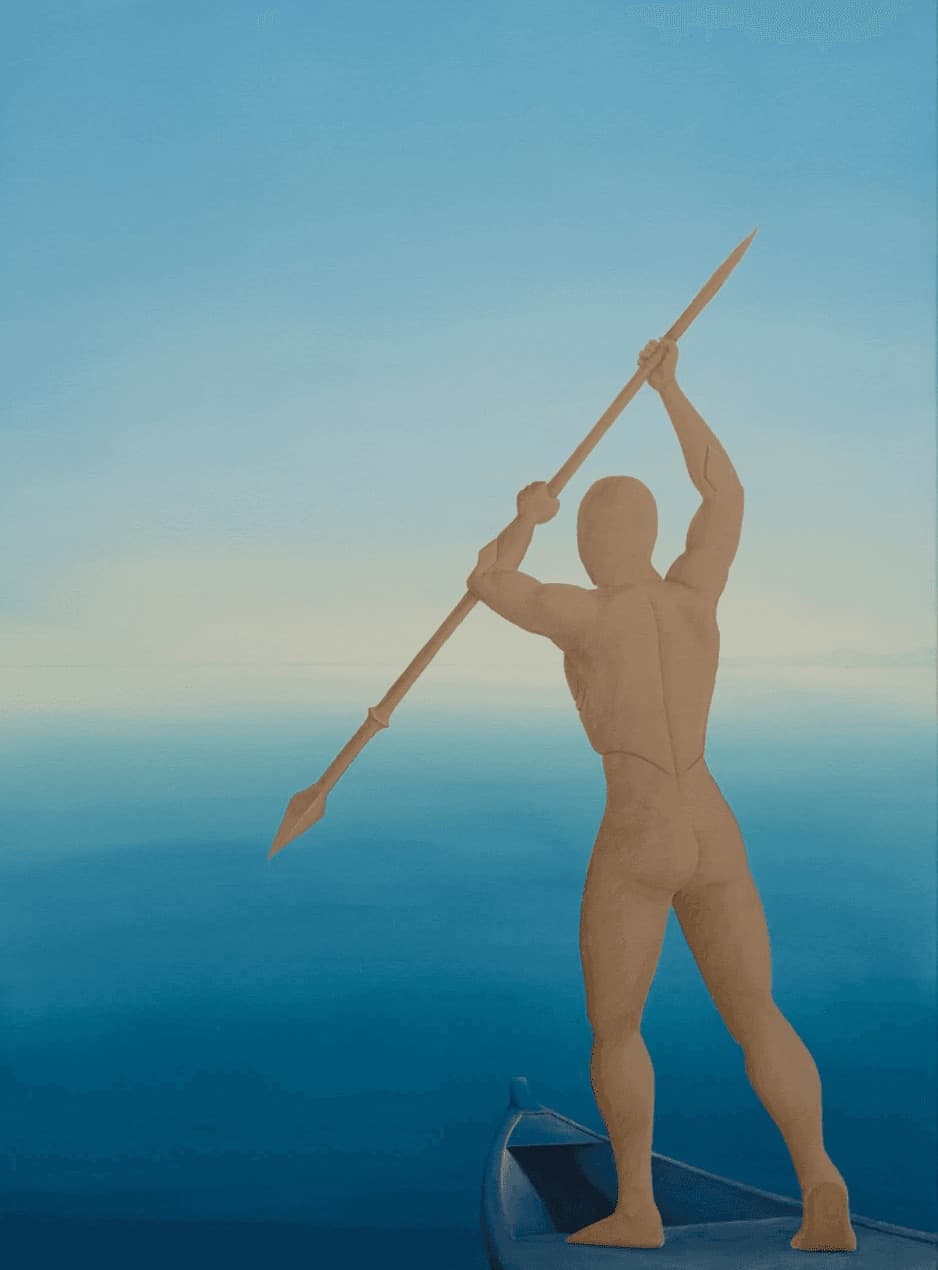 Painting of Yu'di fishing from a boat