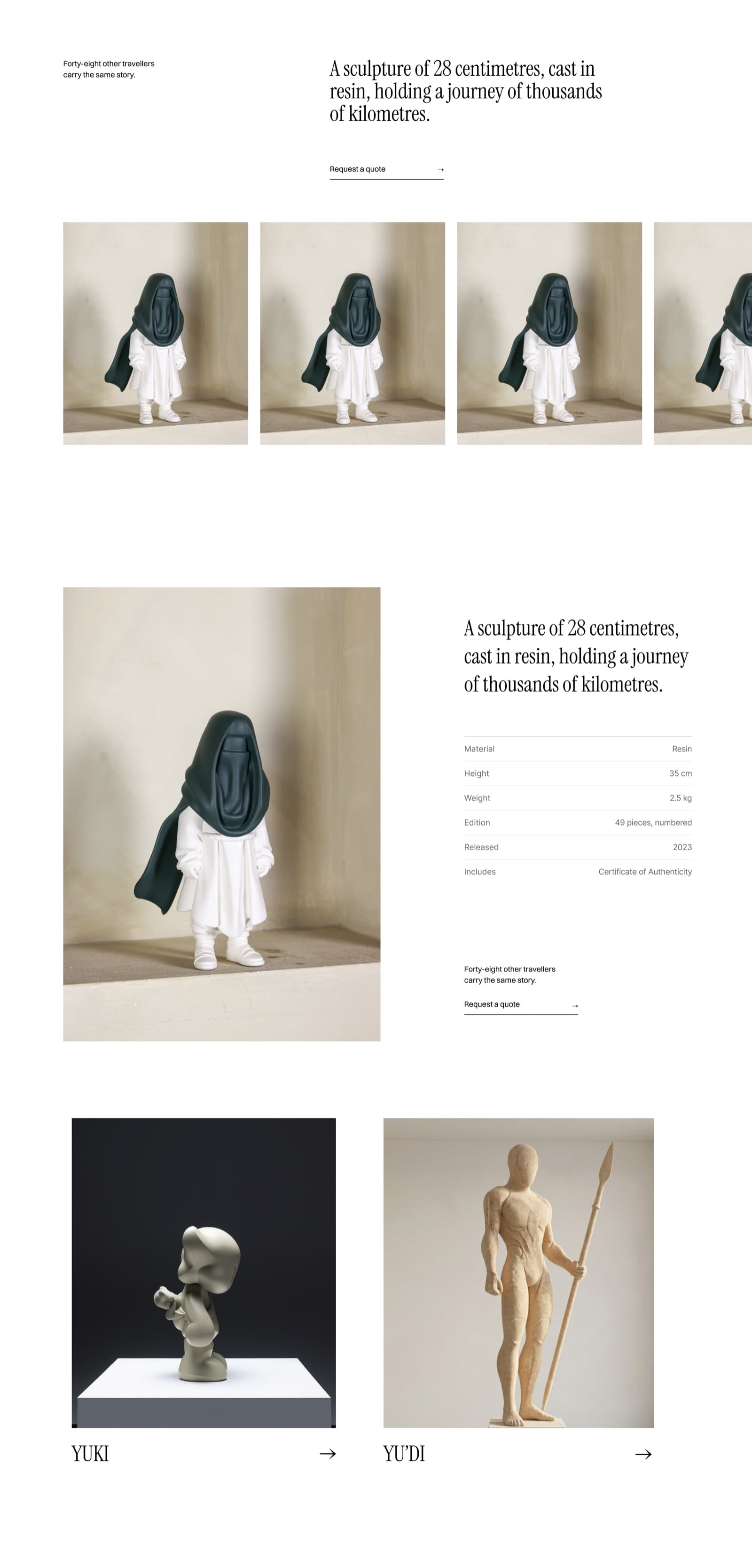 The Nomad sculpture page with gallery and specifications