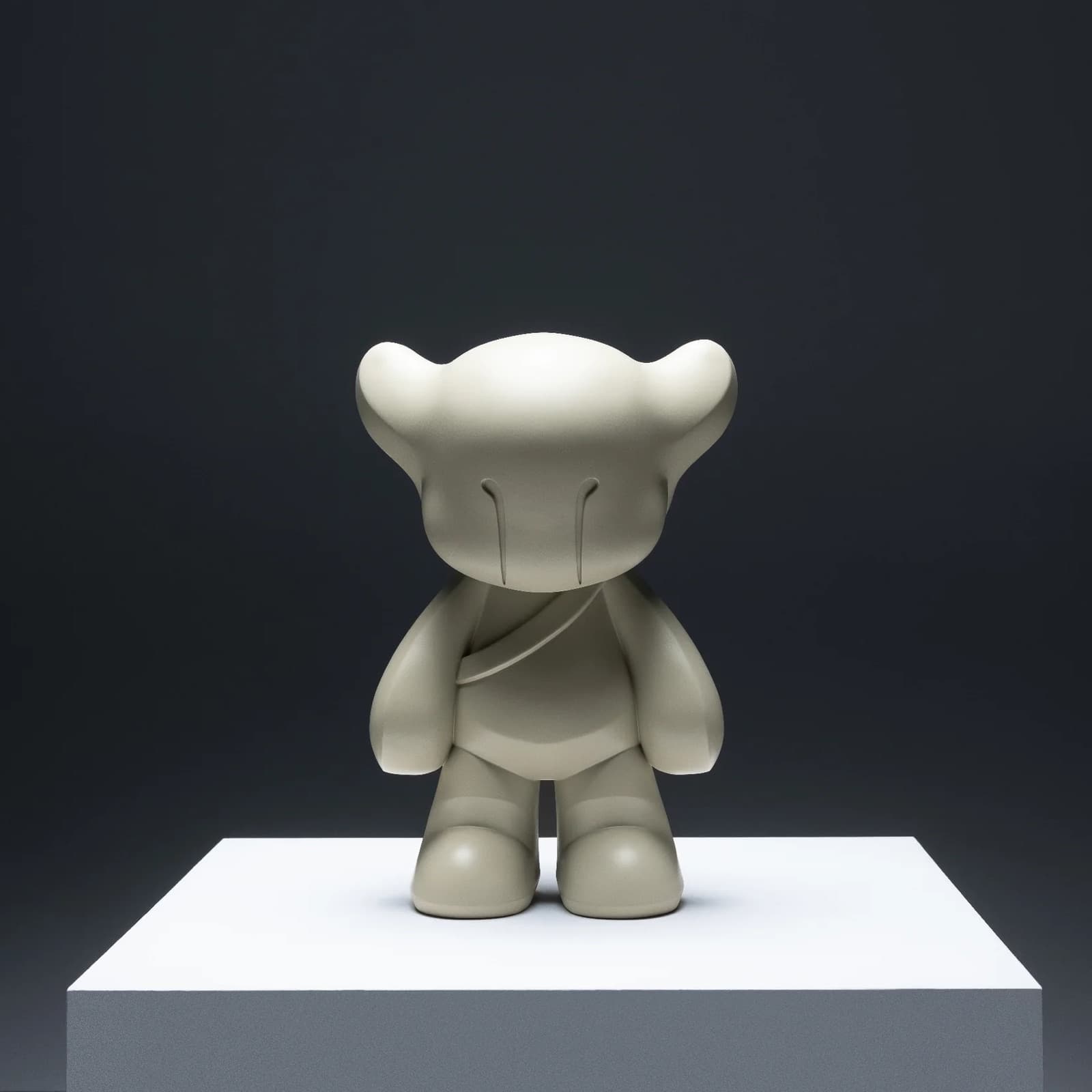 Yuki sculpture on a white plinth