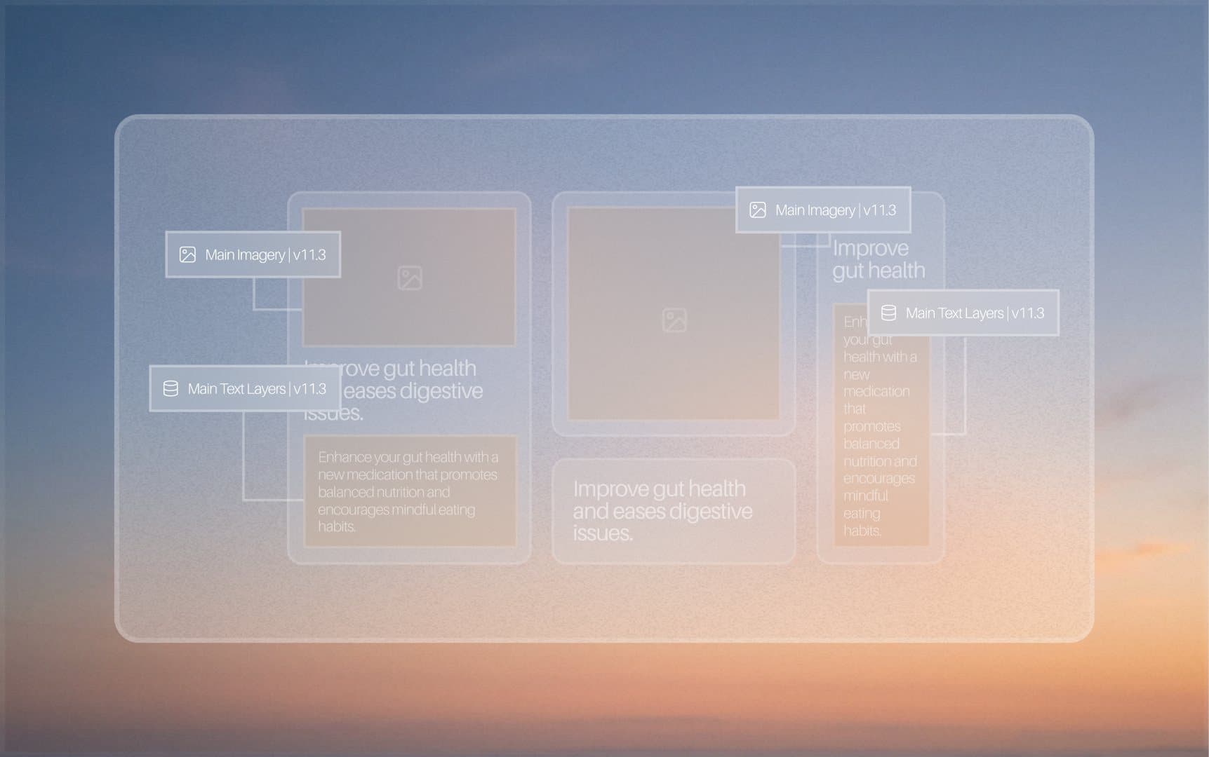 Glass UI: versioned imagery and text layers